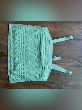 Uncharted Treads-Mint Green Crochet shirt 0048